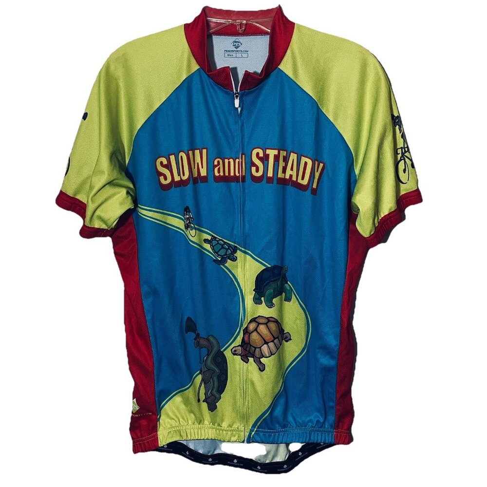 Peak 1 Sports Cycling Jacket Short Sleeves Zip Up Pockets Elastic Band Sz L